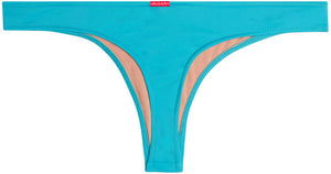 Sexy Aqua Banded Brazilian Thong Bikini Bottoms