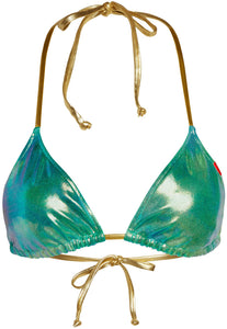 Blue Green Tie Dye Shimmer Triangle Top