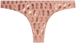 Blush & Gold Pineapple Banded Brazilian Thong Bottom