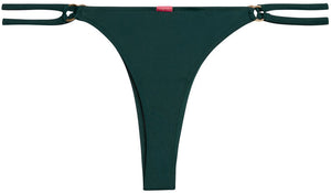 Hunter Green Double Strap Side Loops Brazilian Thong Bikini Bottom