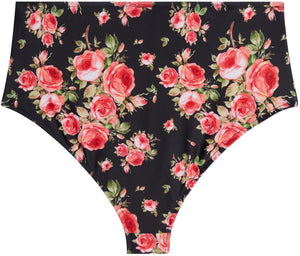 Black Rose High Waist Bikini Bottom