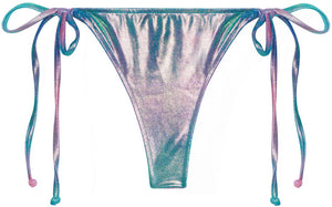 Blue Pink Tie Dye Shimmer Brazilian Thong Bottom