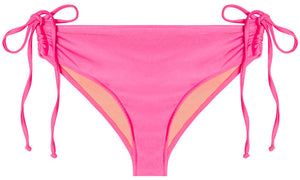 Neon Pink Full Coverage Mid-Rise Scrunch Bottom