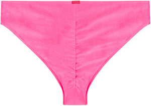 Neon Pink Full Coverage Mid-Rise Scrunch Banded Bottom