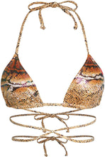 Load image into Gallery viewer, Gold Viper Strappy Triangle Bikini Top
