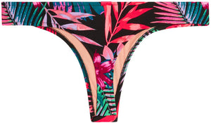 Black Tropical Banded Brazilian Thong Bottom