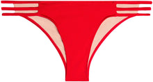 Load image into Gallery viewer, Solid Red Triple Strap Classic Scrunch Bikini Bottoms
