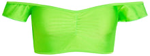 Load image into Gallery viewer, Neon Green Off Shoulder Bikini Top
