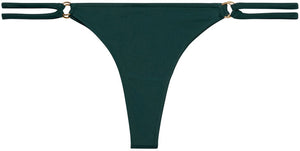 Hunter Green Double Strap Side Loops Brazilian Thong Bikini Bottom