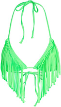 Load image into Gallery viewer, Neon Green Fringe Triangle Top
