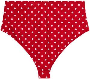 Red Polka Dot High Waist Bikini Bottom