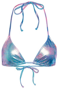 Blue Pink Tie Dye Shimmer Triangle Top