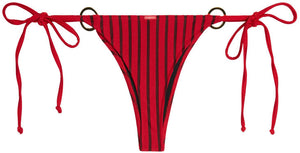 Red Sheer Obsession Brazilian Bottom w/ Gold Loop Accents