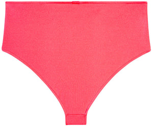 Neon Coral High Waist Bikini Bottom