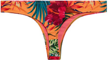 Load image into Gallery viewer, Sunset Tropical Print Banded Brazilian Thong Bikini Bottoms
