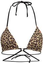 Load image into Gallery viewer, Leopard &amp; Black Center Loop Wrap Around Bikini Top
