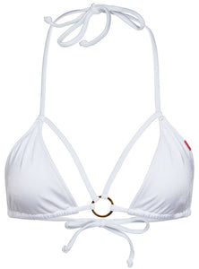 White Double Strap Center Loop Triangle Top