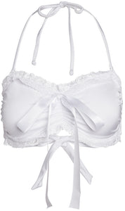 Aruba White Bridal Ruffle Lace Bikini Top