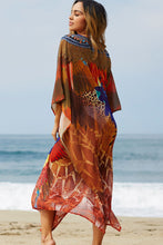 Load image into Gallery viewer, &quot;Tia Maria&quot; Navy &amp; Brown Leopard Print Chiffon Poncho Cover Up
