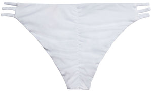 Solid White Triple Strap Classic Scrunch Bikini Bottoms