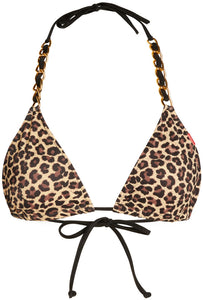 Leopard Triangle Bikini On a Chain Top