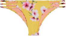 Load image into Gallery viewer, Yellow Cherry Blossom Triple Strap Classic Scrunch Bikini Bottom
