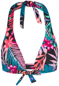 Black Tropical Adjustable Halter Top