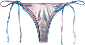 Blue Pink Tie Dye Shimmer Brazilian Thong Bottom