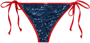 Red Shimmer & Navy Blue Sequin Classic Scrunch Bottom