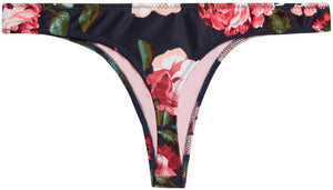 Rose Garden Print Brazilian Thong Bikini Bottoms