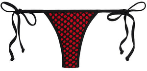 Red & Black Mesh Thong Bottom