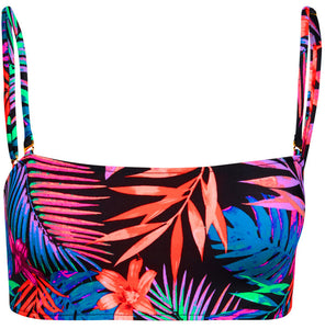 Black Tropical Bandeau Tube Top