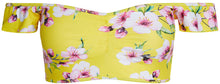 Load image into Gallery viewer, Yellow Cherry Blossom Off Shoulder Bikini Top
