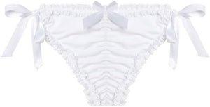 White Classic Bridal Ruffle Lace Bikini Bottom