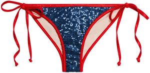 Red Shimmer & Navy Blue Sequin Classic Scrunch Bottom