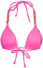 Load image into Gallery viewer, Neon Pink Triangle Bikini On a Chain Top
