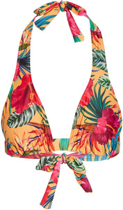 Sunset Tropical Print Adjustable Halter Top