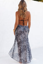 Load image into Gallery viewer, Boulevardier Grey Leopard Mesh Wrap Sarong Bikini Cover Up
