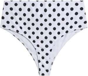 White Polka Dot High Waist Bikini Bottom