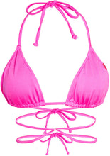 Load image into Gallery viewer, Neon Pink Strappy Triangle Bikini Top
