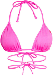 Neon Pink Strappy Triangle Bikini Top