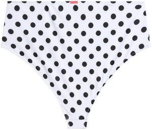 White Polka Dot High Waist Bikini Bottom