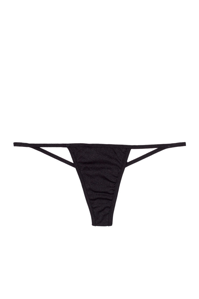 Solid Black Y-Back Thong Underwear