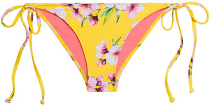 Yellow Cherry Blossom Print Classic Scrunch Bikini Bottoms