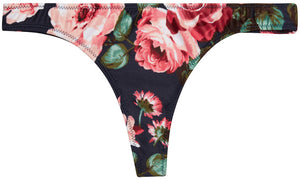 Rose Garden Print Brazilian Thong Bikini Bottoms