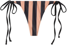 Load image into Gallery viewer, Black &amp; Taupe Stripes Brazilian Thong Bottom
