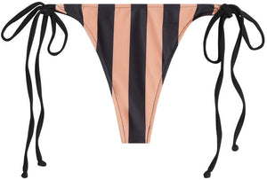 Black & Taupe Stripes Brazilian Thong Bottom