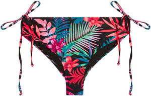 Black Tropical Full Coverage Mid-Rise Scrunch Bottom