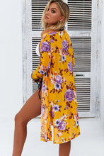 Load image into Gallery viewer, Serena Mustard Mesh Peony Floral Beach Cover Up
