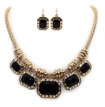 Load image into Gallery viewer, Black Emerald Stone Necklace &amp; Matching Earring Set
